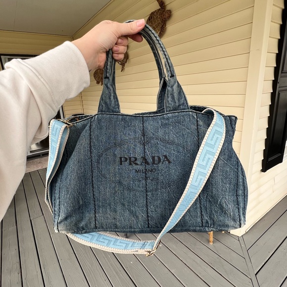 Prada Handbags - Authentic Prada Canapa denim tote